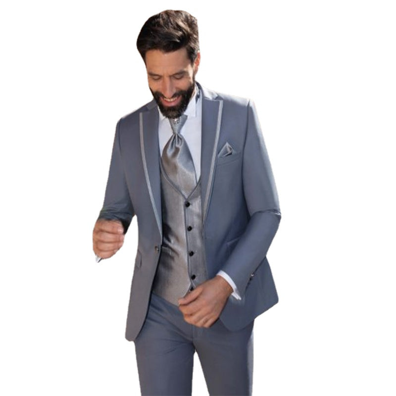 Men's 3 Pieces Suits Custom Made Terno Slim Groom Custom Wedding Men Suit (Jacket+Pant+Vest)