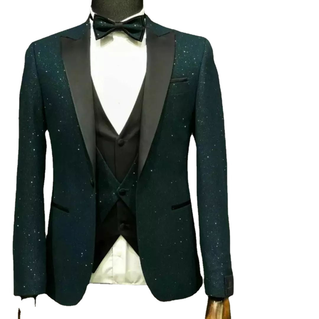 Wedding Men's Suit  Slim Fit Custom Large Size One Button Luxury Dress Gentleman Costume 3 Piece Outfits