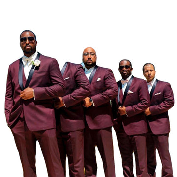 African Burgundy Men Suit for Wedding Black Shawl Lapel Groom Tuxedos 3 Pieces Jacket+Pants+Vest Best Man Suit Groomsmen Suit