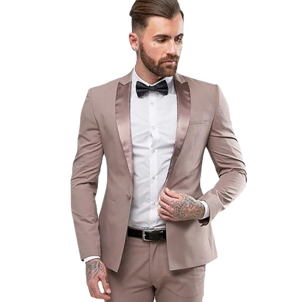 Men's Suits Blazers One Button Satin Shiny Lapel Men For Groom Wedding Suit Custom Slim Street 2 Pieces Jacket