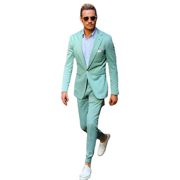 Mint Green Suits One Button Notched Lapel Wedding Suits Men Groom Tuxedos Two Pieces Blazers Pants Costume Homme