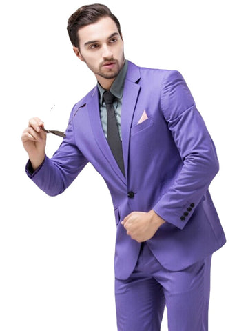 Purple Men Suit  Slim Fit Tuxedo Groom Prom Wedding Pary Suits Terno Masuclino 2 Pieces ( Blazer+Pants )