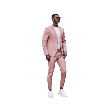 Casual Street Dusty Pink Men Suits 2 Pieces Formal Coat Pant Design Suits Custom Made Man Blazers Slim Fit