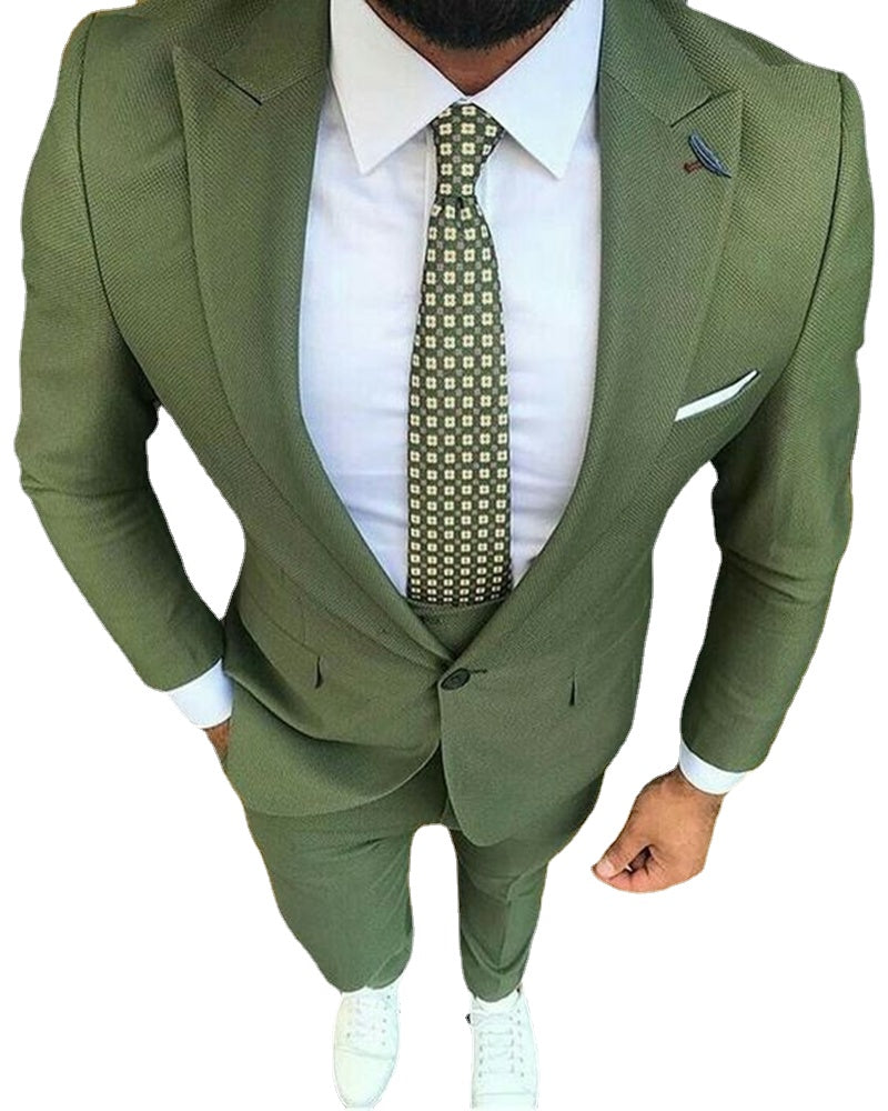 Slim Fit Men Suits Green Formal Wedding Groom Tuxedos 2 Piece Business Set Jacket With Pants