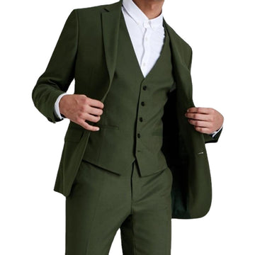 Army Green Men Suits for Wedding Groom Wear Tuxedo Slim Fit Formal Best Man Blazer 3 pieces Set Terno Masculino