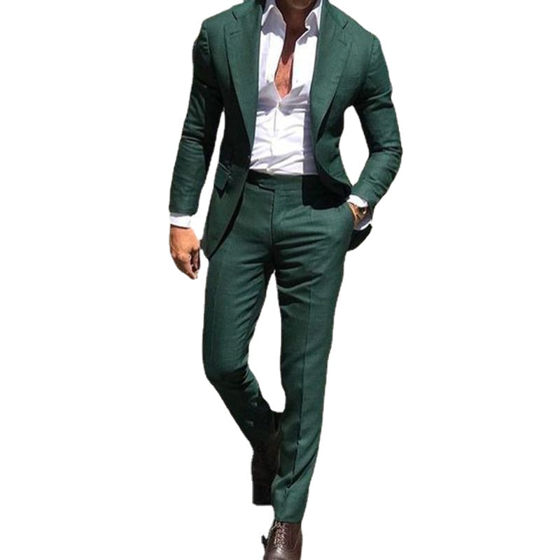 Slim Fit Suit Notched Lapel Groom Tuxedos Formal Business Men Suits 2 Pieces Blazer Pants Traje