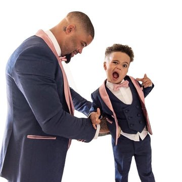 Father And Son Men Suits 3 Pcs Costume Homme Shawl Lapel Tuxedos Slim Fit Groom Prom Blazer Jacket+Pant+Vest