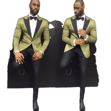 Arm Green Men Suits For Wedding Tuxedos Three Piece Jacket Pants Vest Groom Waistcoat Blazer Terno Masculino