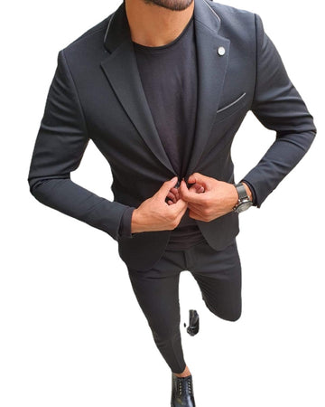 Classic Black Men Suits for Wedding Groom Tuxedo Casual 2 Pieces Slim Fit Blazer Homme Formal Business Jacket Pants Set